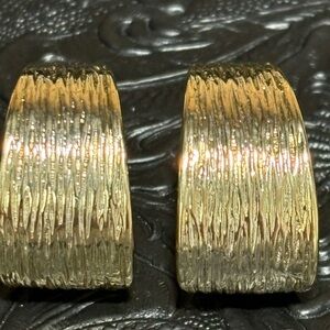 Signed TJG Elegant Gold-Tone Clip-On Earrings